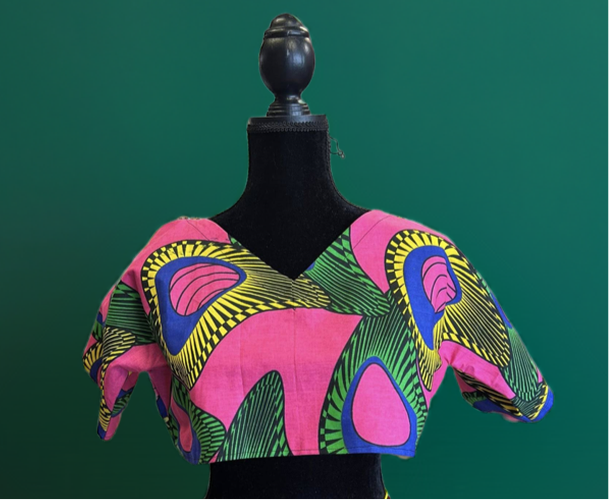 PINK PATTERN KENTE CROP TOP