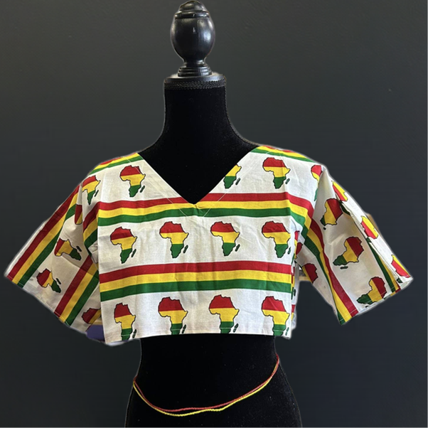 AFRICA MAP KENTE CROP TOP