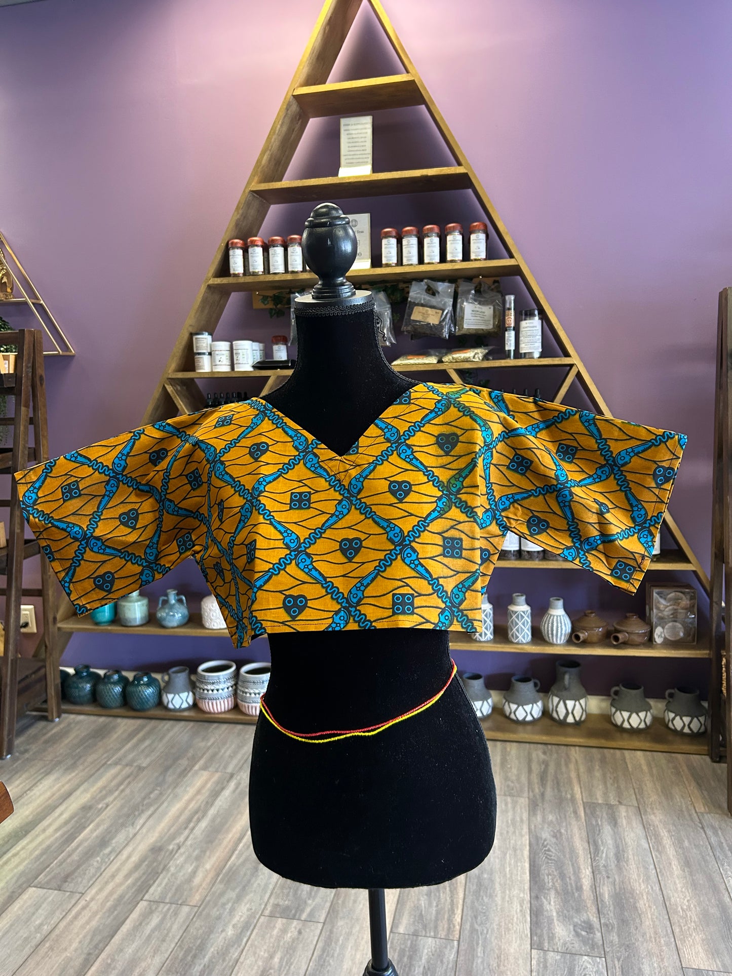 TAN KENTE CROP TOP