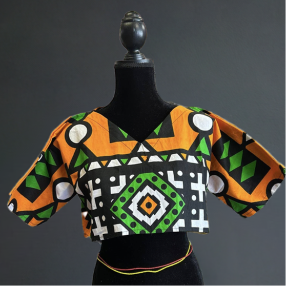 ORANGE PATTERN KENTE CROP TOP