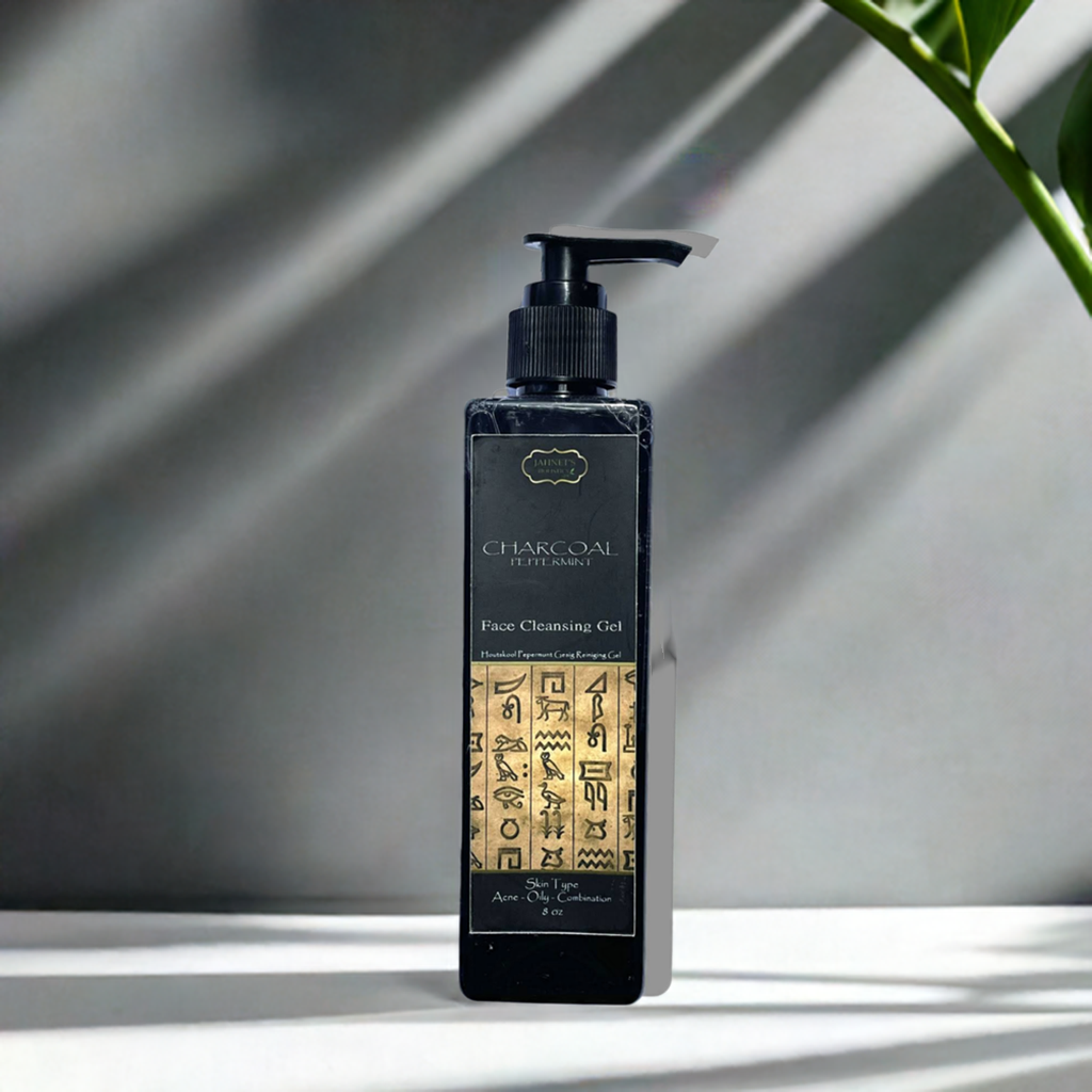 Charcoal Peppermint Face Cleansing Gel for Acne, Oily Skin & Deep Pore Detox | Natural Plant-Based Face Wash