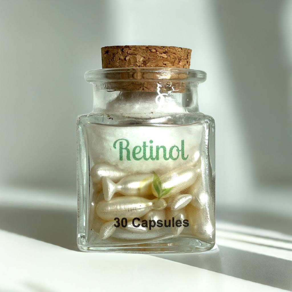 Retinol anti-aging renewal capsules for wrinkles, dark spots, and collagen boosting skincare”