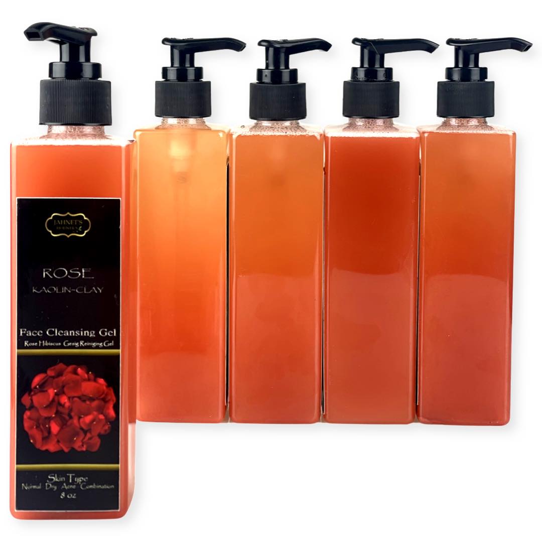 private label wholesale 8oz pink rose kaolin face cleansing gel