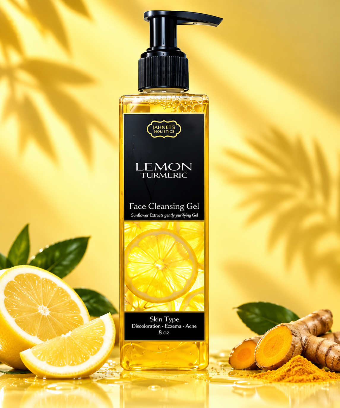 Lemon Turmeric Brightening Face Cleansing Gel for Dark Spots, Acne Scars & Glowing Skin | Natural Plant-Based Cleanser”