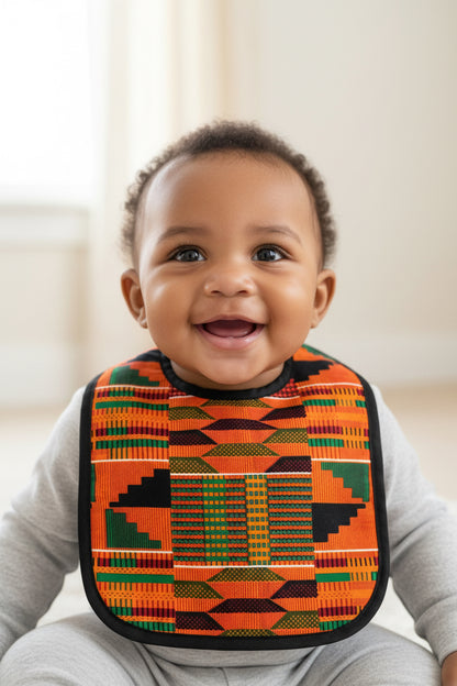 ORANGE KENTE BIB