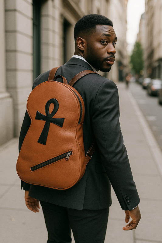 BROWN LEATHER AFRICA BACKPACK