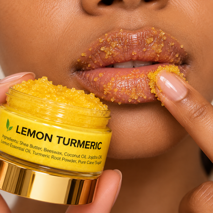 Lemon Turmeric Lip Scrub for Dark Lips & Dry Lips | Vegan Exfoliating Lip Polish