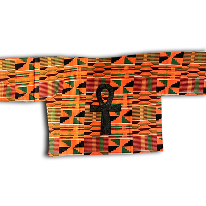 ORANGE ANKH KENTE TOP