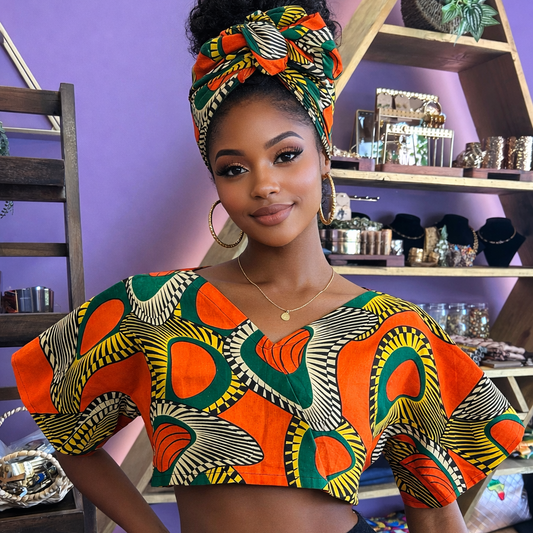 ORANGE KENTE CROP TOP