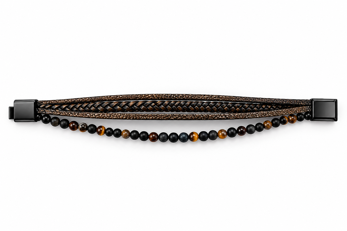 Earth & Onyx Layered Bracelet