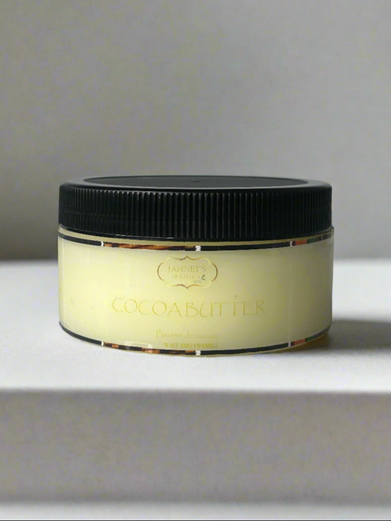Plant-based cocoa butter body cream for dry skin providing deep hydration and soft smooth skin