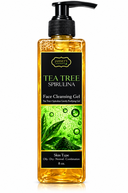 Tea Tree Spirulina Face Cleansing Gel | Acne Control Cleanser for Oily Skin | Natural Detox Face Wash | Plant-Based Pore Cleanser
