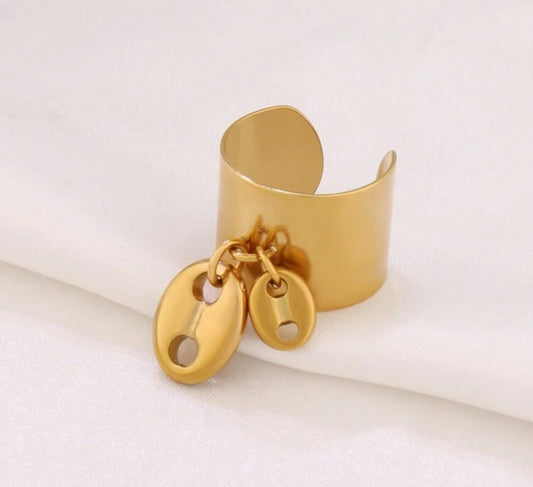 GOLD CUFF DANGLING RING