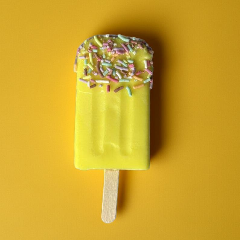 Handmade Banana Popsicle Soap made with plant-based ingredients for soft, moisturized, glowing skin.