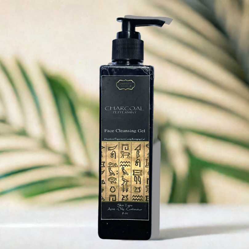 Charcoal peppermint face cleansing gel for acne and oily skin deep pore detox natural cleanser