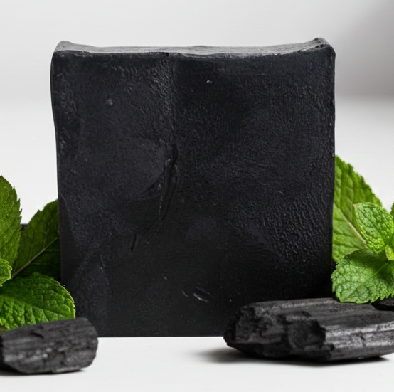 Activated charcoal peppermint glycerin soap for acne, oily skin, detox and deep pore cleansing