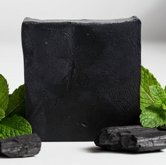 Activated charcoal peppermint glycerin soap for acne, oily skin, detox and deep pore cleansing