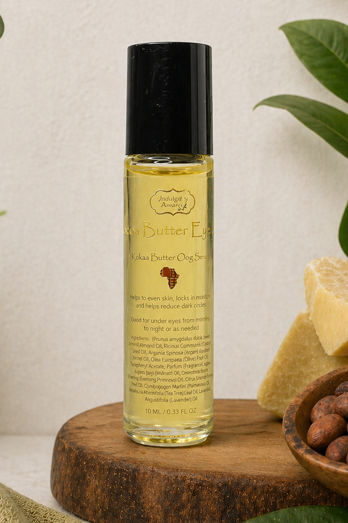Plant-based cocoa butter eye serum for reducing dark circles and wrinkles”