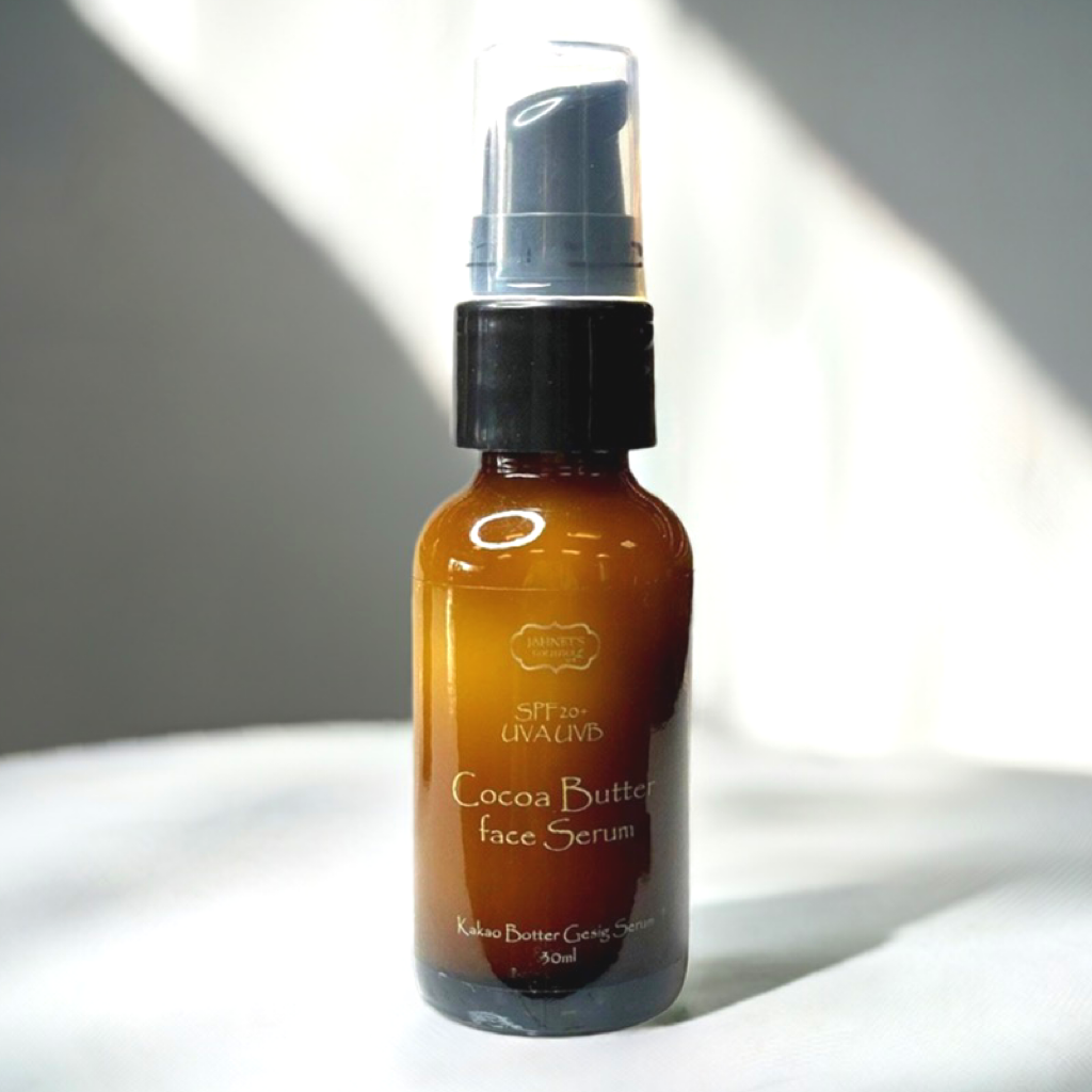 Plant-based cocoa butter SPF sunscreen for glowing skin, hydration, and dark spot protection”