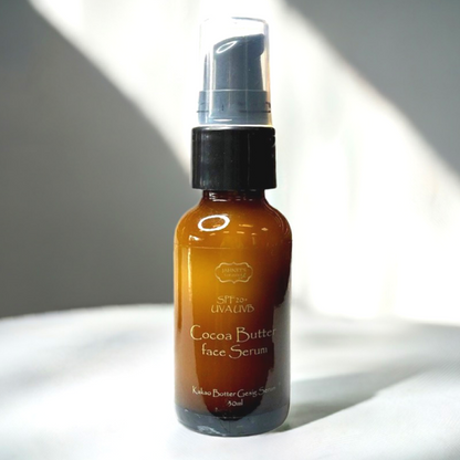 Plant-based cocoa butter SPF sunscreen for glowing skin, hydration, and dark spot protection”