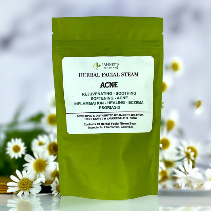     Chamomile and calendula herbal facial steam for acne-prone skin and pore cleansing”