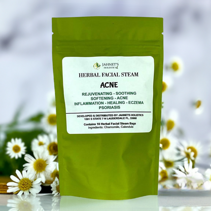     Chamomile and calendula herbal facial steam for acne-prone skin and pore cleansing”