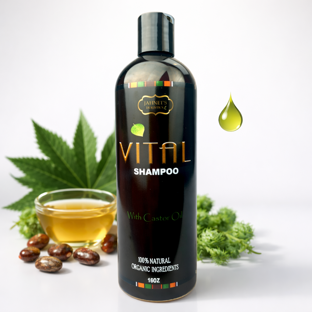 “Herbal Vital Shampoo with castor oil for hair growth and dry scalp treatment”