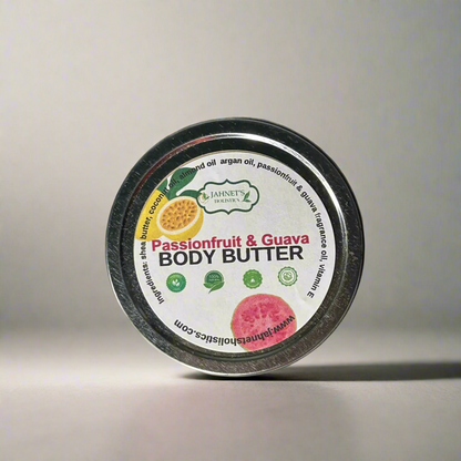 Whipped herbal body butter in jar, plant-based moisturizer for dry skin, eczema, and glowing skin
