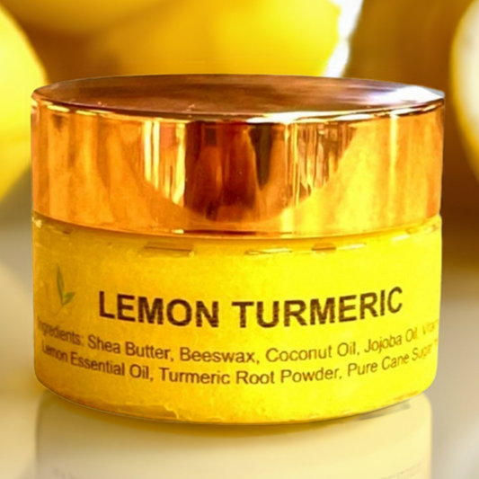 Vegan lemon turmeric lip scrub for dry and dark lips”