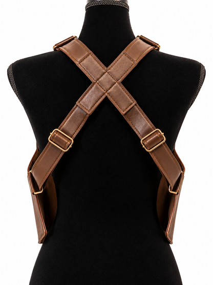Royal Roots Embellished Utility Vest – Brown & Gold