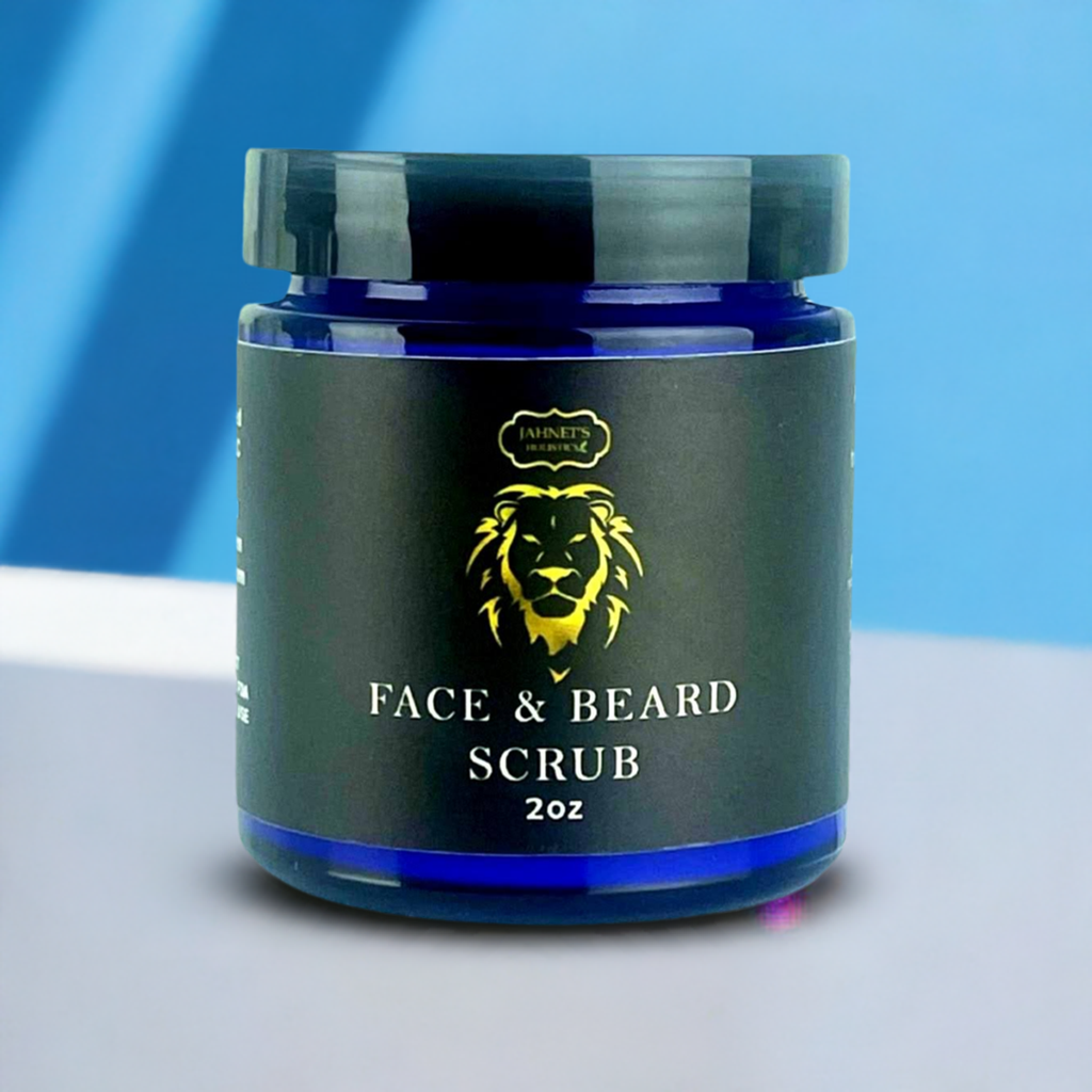 Men applying face and beard scrub to exfoliate skin, remove buildup, and prevent ingrown hairs