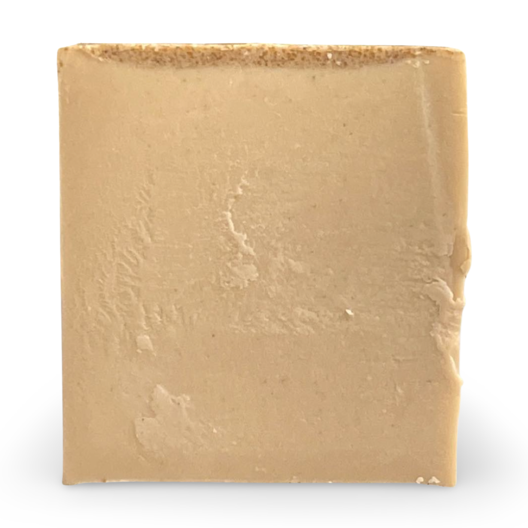 Handmade oatmeal coconut shea butter soap bar for dry sensitive skin and deep moisture hydration.
