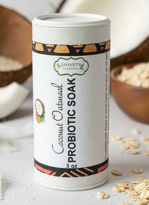     Coconut oatmeal probiotic soak for dry skin and eczema relief in a holistic skincare bath