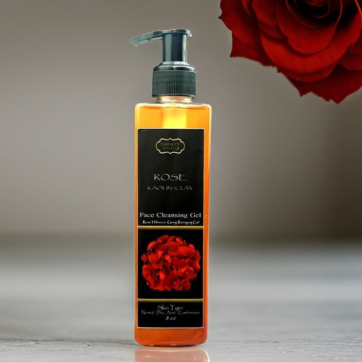 Rose and kaolin clay face cleansing gel for gentle pore cleansing and acne-prone skin