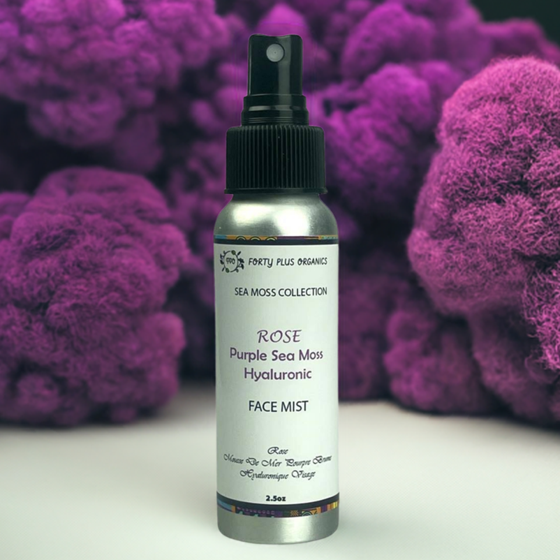 Rose purple sea moss hyaluronic acid hydrating face mist spray for glowing and dewy skin