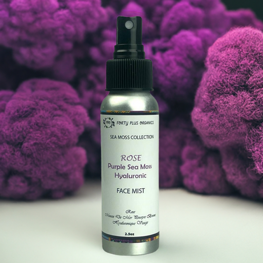 Rose purple sea moss hyaluronic acid hydrating face mist spray for glowing and dewy skin