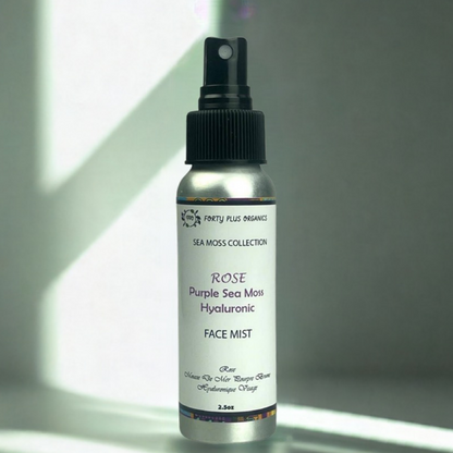 Rose purple sea moss hyaluronic acid hydrating face mist spray for glowing and dewy skin