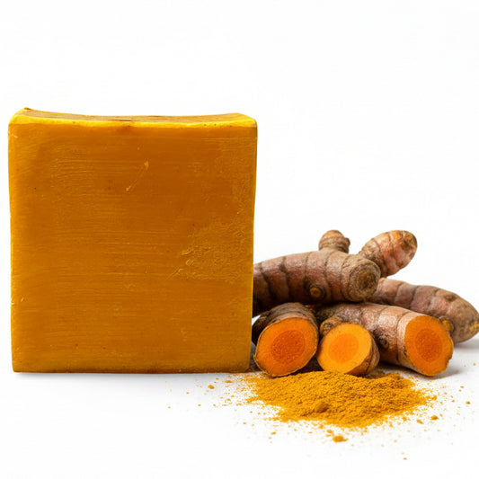 Turmeric shea butter soap for dark spots, acne scars, and glowing skin plant-based skincare bar