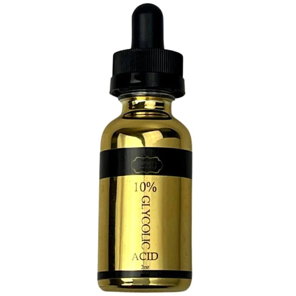 private label wholesale 10% glycolic acid in gold glass dropper bottle