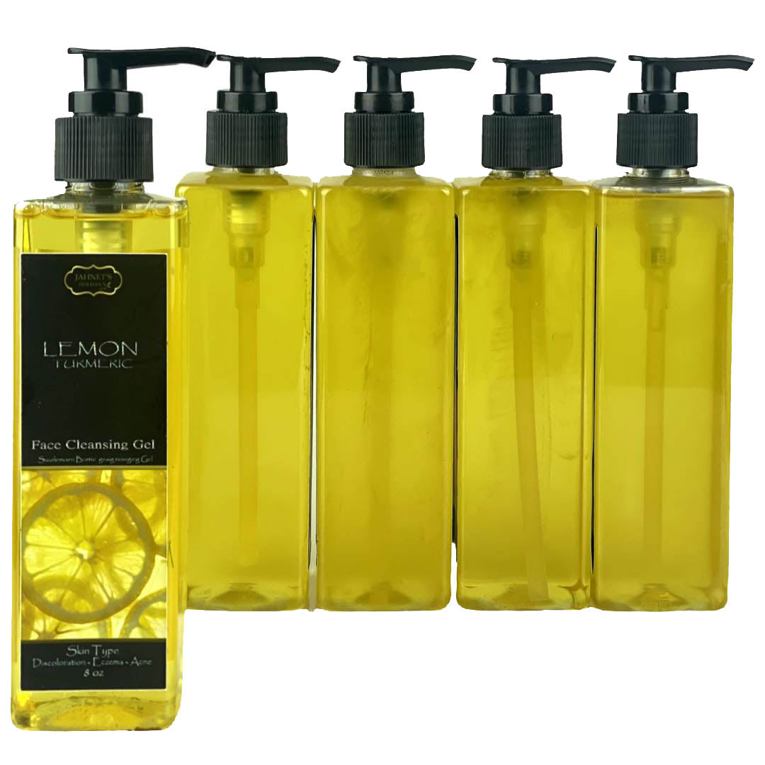 private label wholesale 8oz bottle yellow lemon turmeric face cleansing gel